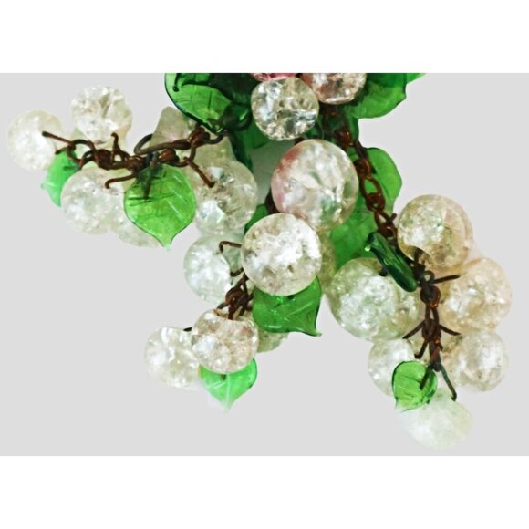 Vintage 1930’s Miriam Haskell Green Glass Beads Leaf Tassel Brooch - Picture 3 of 6